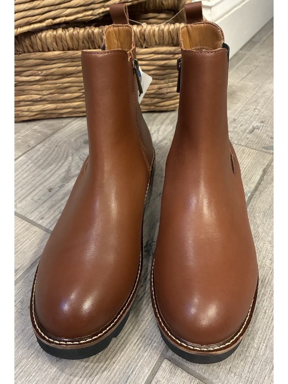 NWT Aetrex Hannah Waterproof Leather Ankle Boots Cognac Brown Women’s 9-9.5
